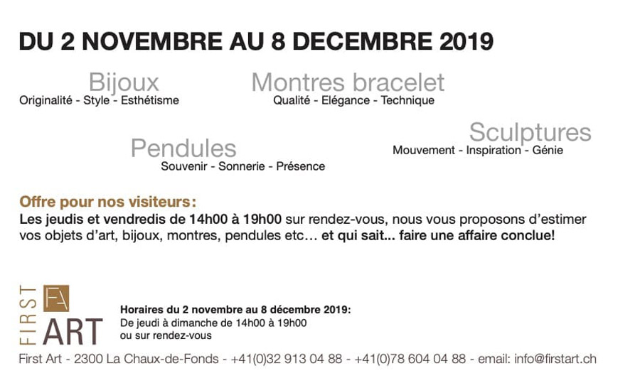 Évènement First Art du 2 novembre au 8 décembre 2019