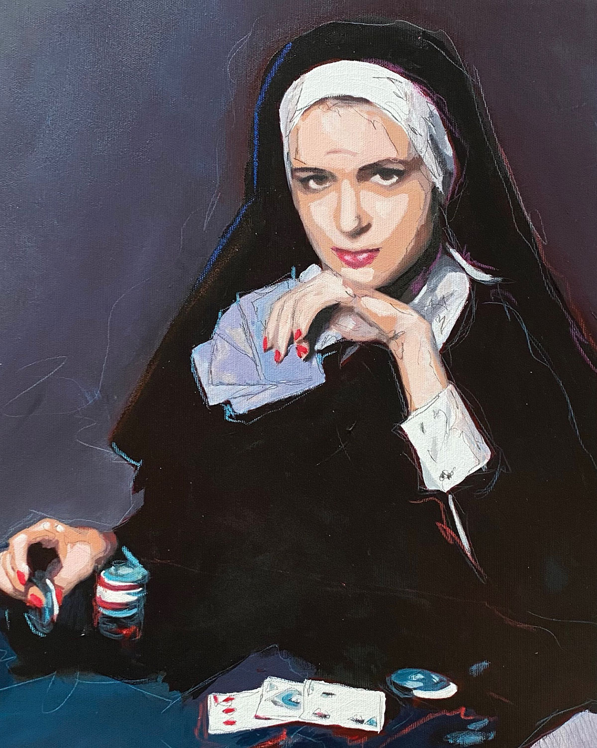 Helga Zumstein - Poker Face - 40 x 50 cm