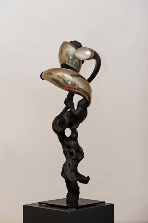 IVRESSE, 2013, sept de vigne et métal, cm 40 x 80 x 40