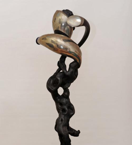 IVRESSE, 2013, sept de vigne et métal, cm 40 x 80 x 40