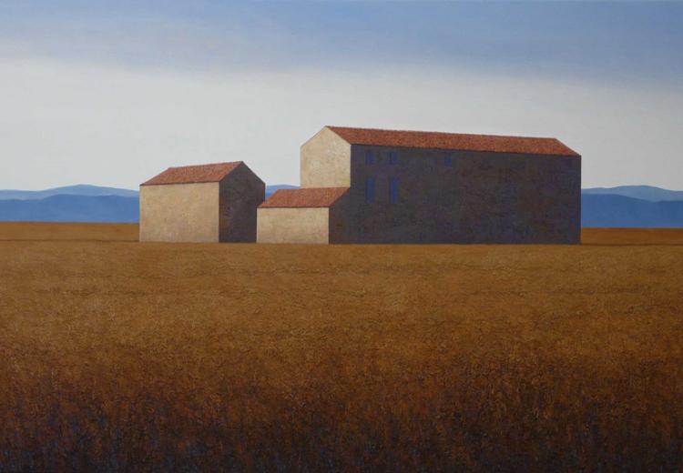 Helmut Guth Moulin près de l´Isle-sur-la-Sorgue huile sur toile 100 x 190 cm